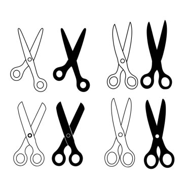 Makas simgesi. İzole saydam. Kesme işareti. siyah özet ve dolu sürüm