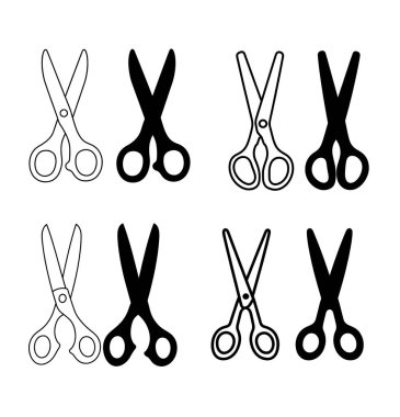 Makas simgesi. İzole saydam. Kesme işareti. siyah özet ve dolu sürüm