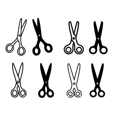 Makas simgesi. İzole saydam. Kesme işareti. siyah özet ve dolu sürüm