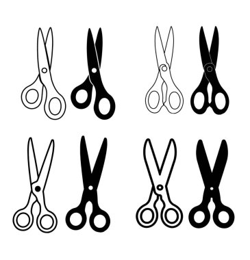 Makas simgesi. İzole saydam. Kesme işareti. siyah özet ve dolu sürüm