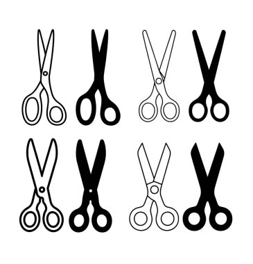 Makas simgesi. İzole saydam. Kesme işareti. siyah özet ve dolu sürüm