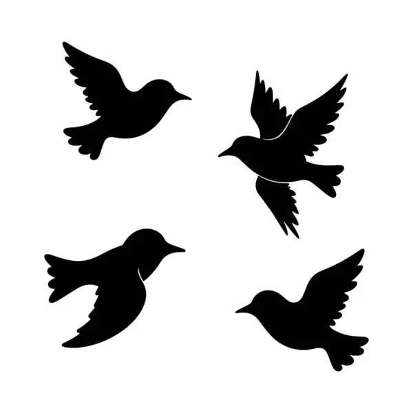 Farklı pozlardaki karga siluetleri duruyor, vıraklıyor ve uçuyor. Korkunç cadılar bayramı silueti, ürkütücü cadılar bayramı karga silueti. Elle çizilmiş hayvanlar silueti.