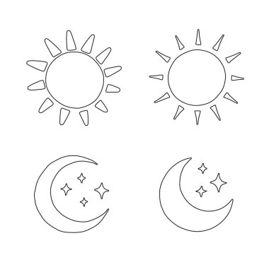 Yıldız sembollü Hilal Ay, Yıldız ve Hilal Ana Hattı Simge çizimi