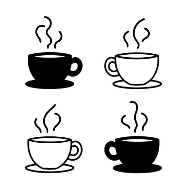 Kahve fincanı ikonu seti. Bir kahve ikonu vektörünü kap.