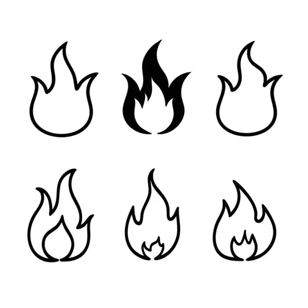Alev vektör simgelerini ateşle. Alevli rozet. Kenar ve çizgiler tutuşturuluyor.