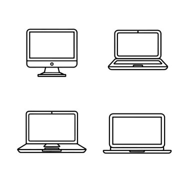 Bilgisayar monitör simgesini. Düz Pc sembolü. Vektör çizim