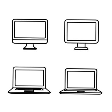 Bilgisayar monitör simgesini. Düz Pc sembolü. Vektör çizim