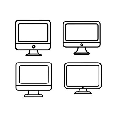 Bilgisayar monitör simgesini. Düz Pc sembolü. Vektör çizim