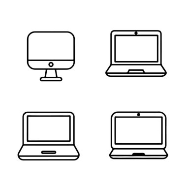 Bilgisayar monitör simgesini. Düz Pc sembolü. Vektör çizim