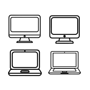 Bilgisayar monitör simgesini. Düz Pc sembolü. Vektör çizim