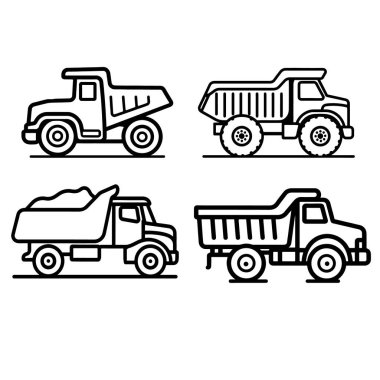 Düz stil bir kargo kamyonunun vektör simgesi