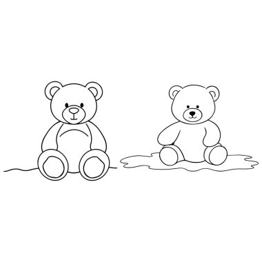 Ayı yumuşak oyuncağının aralıksız bir çizgisi. Oyuncak ayının durmaksızın çizdiği çizgi. Vektör.