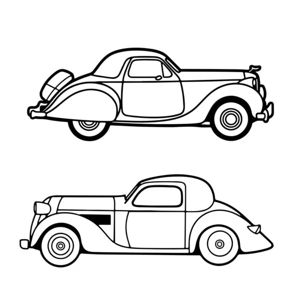 Klasik araba çizgisi sanat silueti araçları