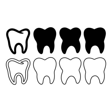 Diş simgesi. Diş sağlığı kliniği logosu. İnsan dişi vektör çizimi. Mavi dişçilik logosu. Ağız temizliği kavramı. Dişçi imzası. Azı dişi diş minesi sembolü. Basit diş resmi tasarımı.