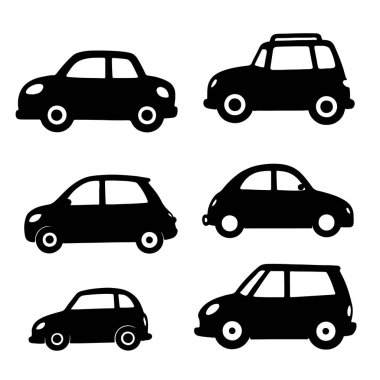 Siluet arabalar beyaz arkaplanda vektör