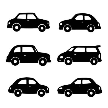 Siluet arabalar beyaz arkaplanda vektör