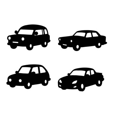 Siluet arabalar beyaz arkaplanda vektör