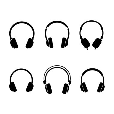 Kulaklıklar farklı simgeler. Vektör illüstrasyonu