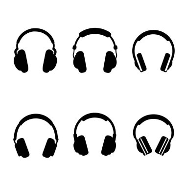Kulaklıklar farklı simgeler. Vektör illüstrasyonu