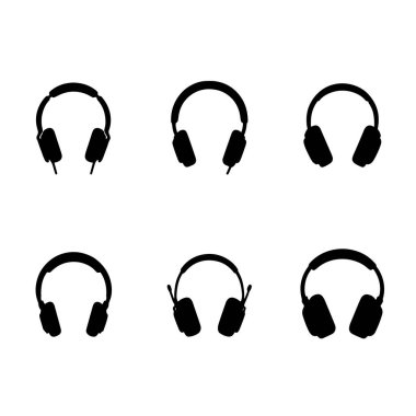 Kulaklıklar farklı simgeler. Vektör illüstrasyonu