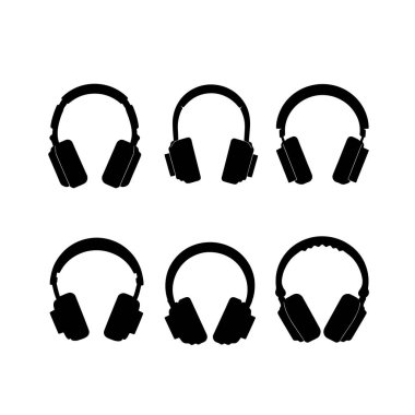 Kulaklıklar farklı simgeler. Vektör illüstrasyonu