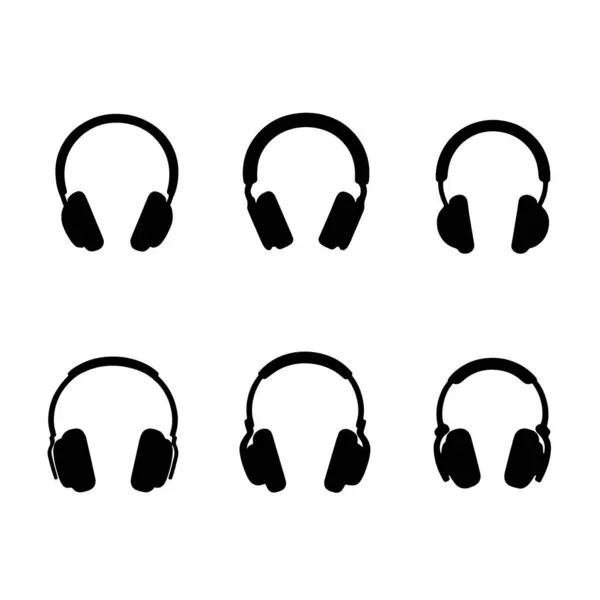 Kulaklıklar farklı simgeler. Vektör illüstrasyonu