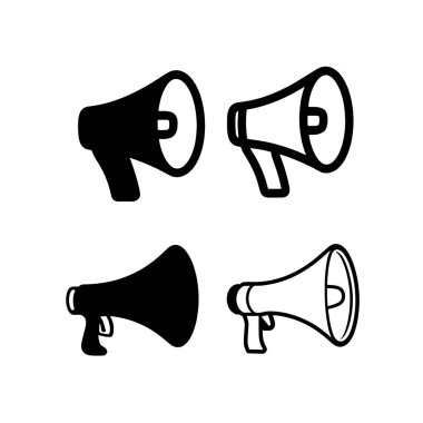 Speaker icon. Megaphone loudspeaker with voice recording or siren. Attribute for organizers and leading mass events.