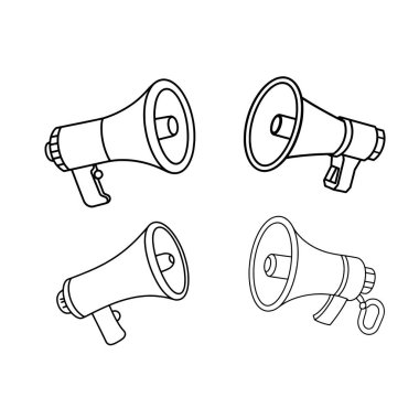 Speaker icon. Megaphone loudspeaker with voice recording or siren. Attribute for organizers and leading mass events.