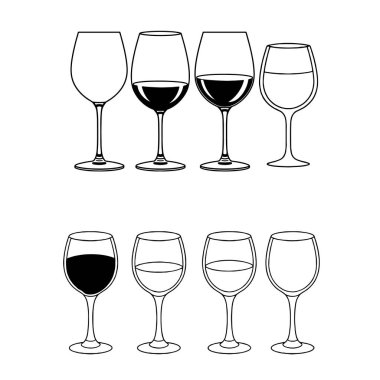 Farklı doldurulmuş şarap kadehleri vektör simgesi se