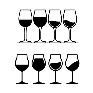 Farklı doldurulmuş şarap kadehleri vektör simgesi se