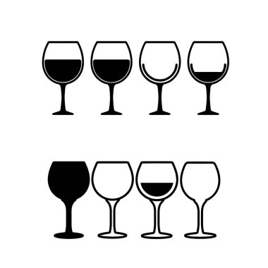 Farklı doldurulmuş şarap kadehleri vektör simgesi se