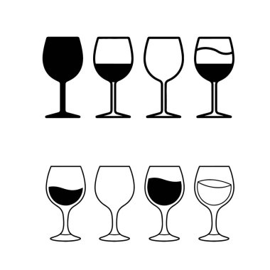 Farklı doldurulmuş şarap kadehleri vektör simgesi se