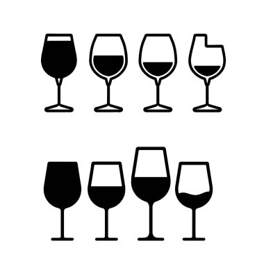 Farklı doldurulmuş şarap kadehleri vektör simgesi se