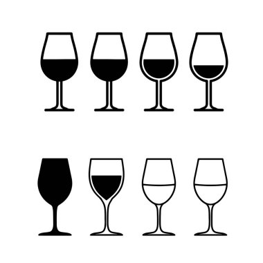 Farklı doldurulmuş şarap kadehleri vektör simgesi se