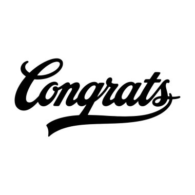 Tebrik ederim, beyaz arka planda izole edilmiş el yazısı. Vektör tipografisi illüstrasyonu.