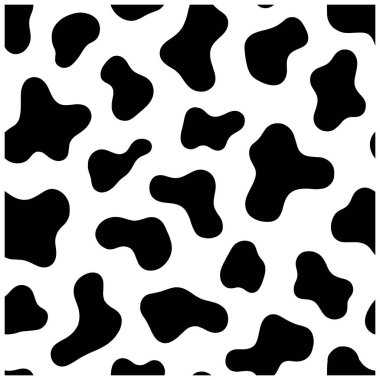 Dalmaçyalı kusursuz desen, deri lekeli hayvan izi. Fiberler ve tekstil için beyaz arka planda köpek ya da inek siyah noktaları tasarlar. Basit sonsuz deri arka plan.