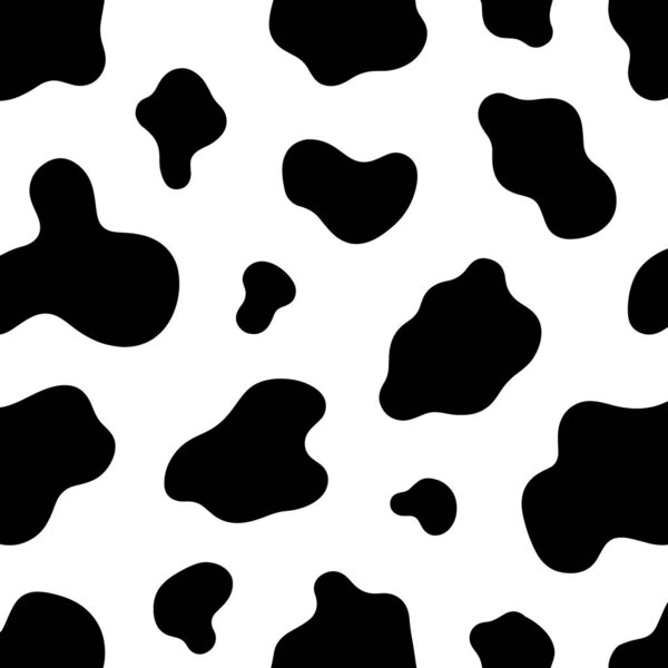 Далматинский бесшовный рисунок, отпечаток животного с текстурой пятна кожи. Абстрактные формы рисуют псы или коровы черные пятна на белом фоне для волокон и текстиля. Простой бесконечный кожаный фон.