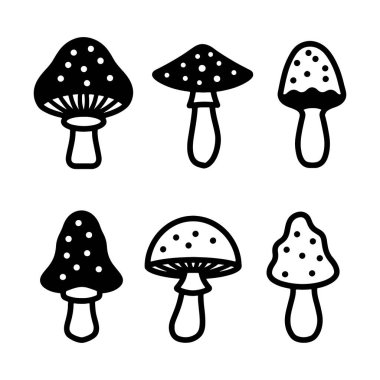 mantar simgeleri siluet vektörü