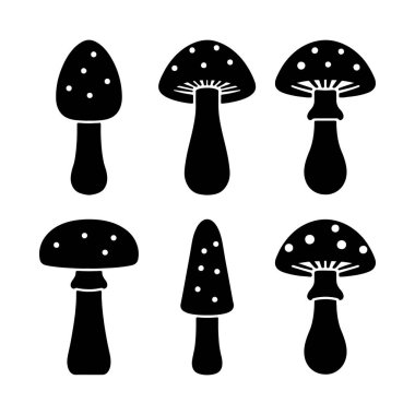 mantar simgeleri siluet vektörü