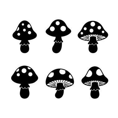 mantar simgeleri siluet vektörü