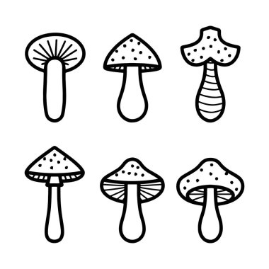 mantar simgeleri siluet vektörü