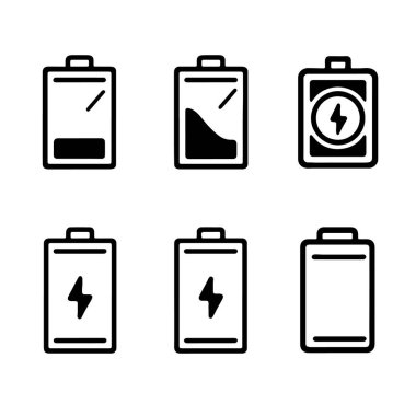 Batarya şarj ikonu vektörü. Gösterge pil çizimi sembolü. akümülatör logosu.