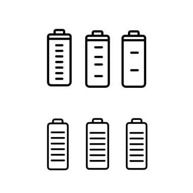 Pil düşük, pil dolu, enerji, pil şarj ikonu vektör çizimi