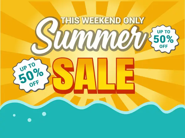 yaz satış şablonu afişi, vektör illüstrasyonu