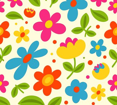 Çiçeksiz desen, sevimli çiçek, basit papatya, eski bahar arkaplanı, klasik yaz çiçeği deseni. Saf renkli papatya çayı. Çocuksu çiçek tekstili. Eğlenceli vektör illüstrasyonu