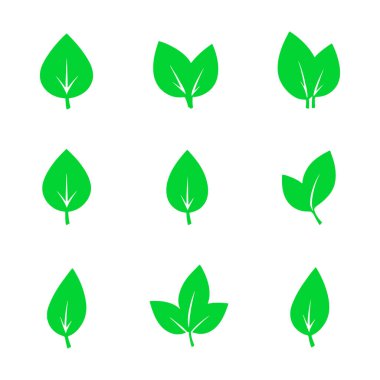 Yeşil yaprak doğa sembolü. Basit düz vektör simgesi.