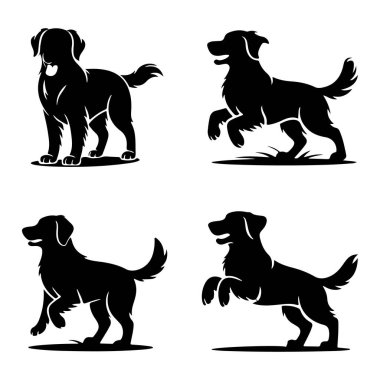 Golden retriever köpek koleksiyonu siluet vektörü