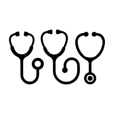 Beyaz vektörde izole edilmiş stetoskop simgeleri