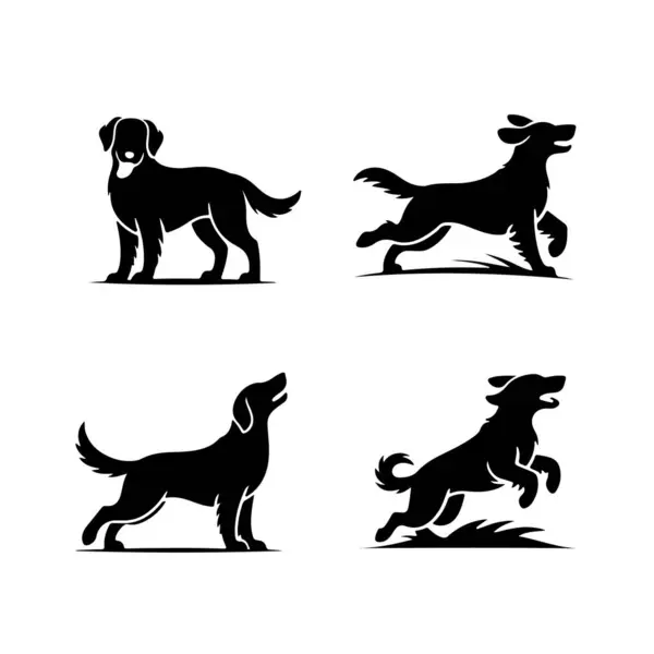 Golden retriever köpek koleksiyonu siluet vektörü