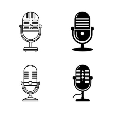 Podcast, Music Voice Recording Design için Mikrofon Silueti Simgesi